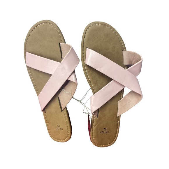 Charles Albert Open-Toe Sandals Pink Criss Cross Size‎ Medium 8/9 - Picture 1 of 4